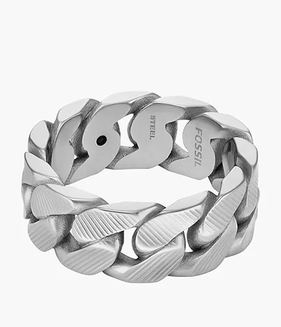 Fossil Ring Harlow Linear Texture Chain Edelstahl
