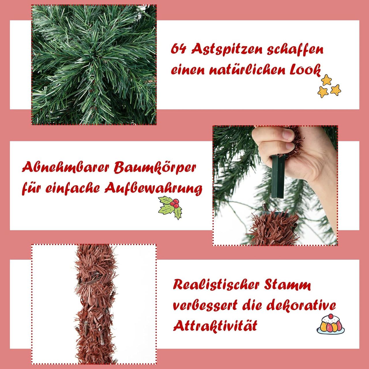 Costway 180 cm Künstliche Palme beleuchtet, Kunstbaum mit 210 vierfarbigen LED-Leuchten