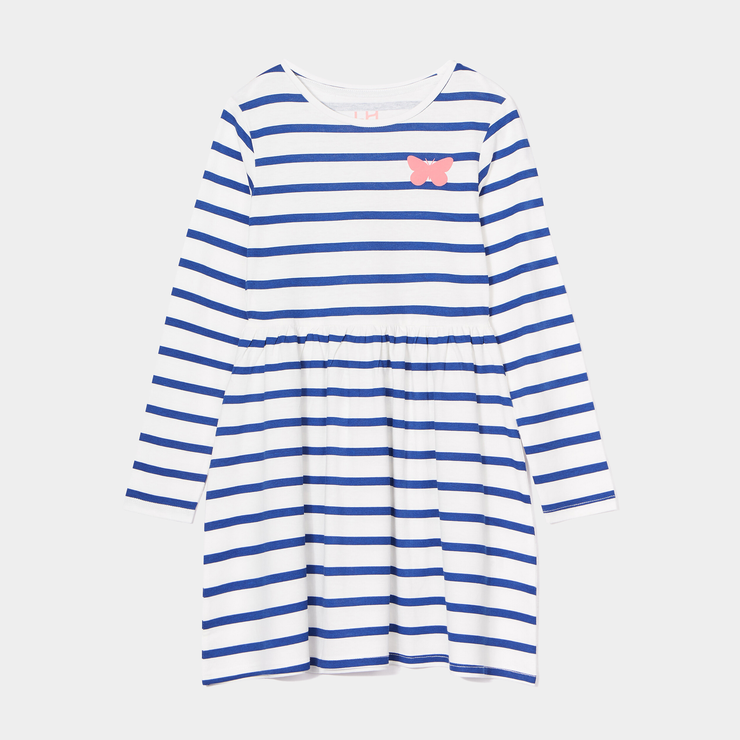 Robe trapèze manches longues coton blanc fille | La Halle