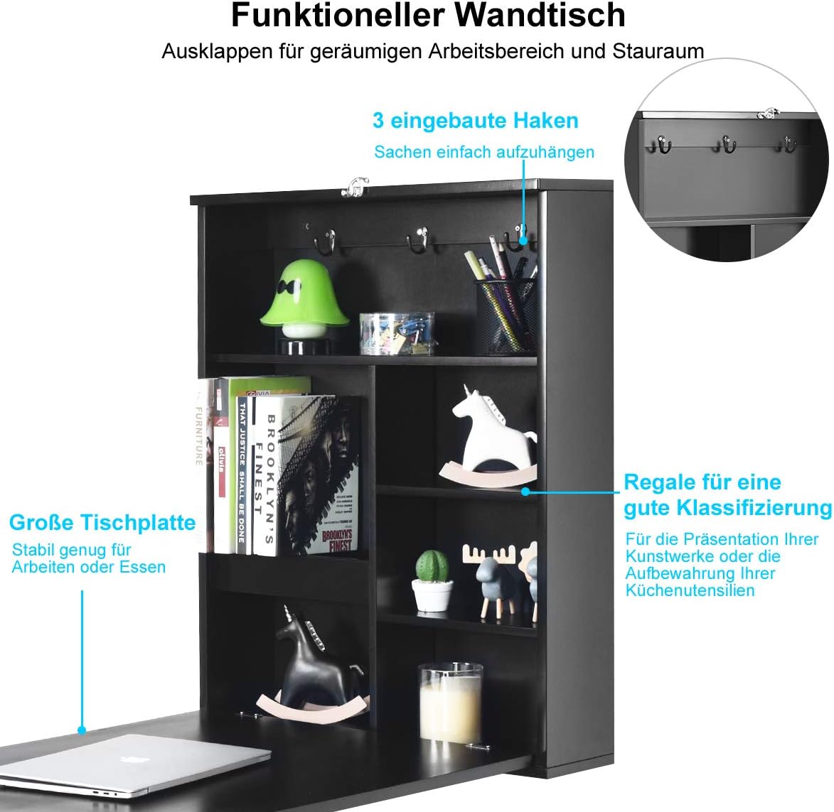 Costway COSTWAY Wandtisch klappbar, Wandklapptisch