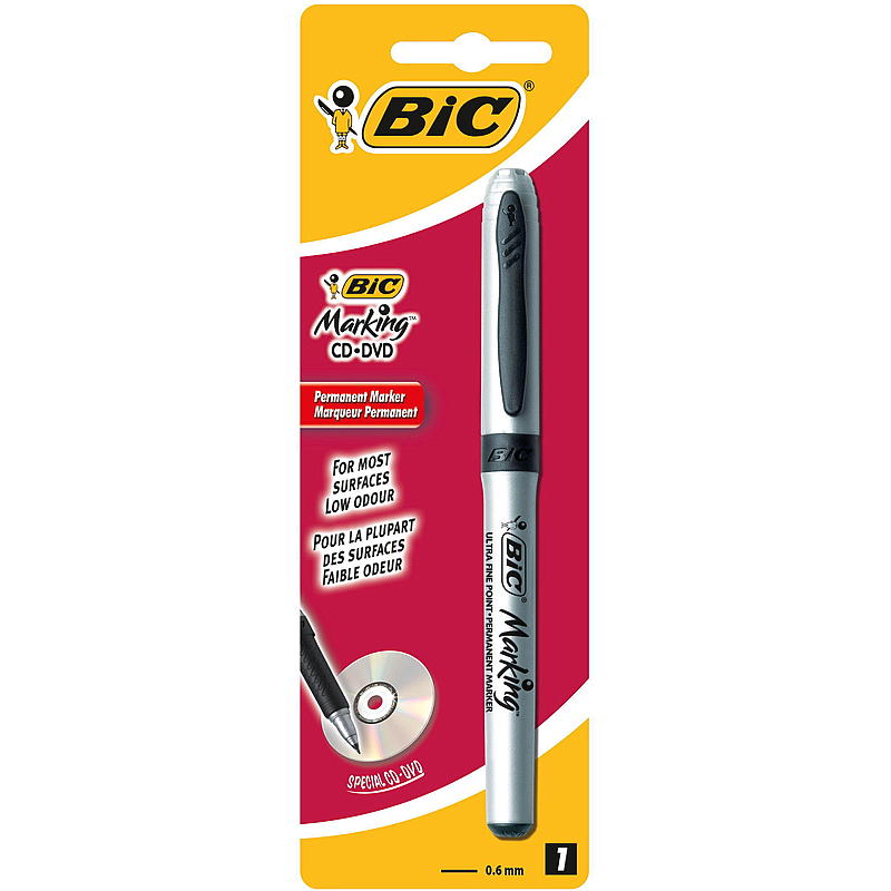 BIC Merkepenn for CD for CD/DVD, sort BIC