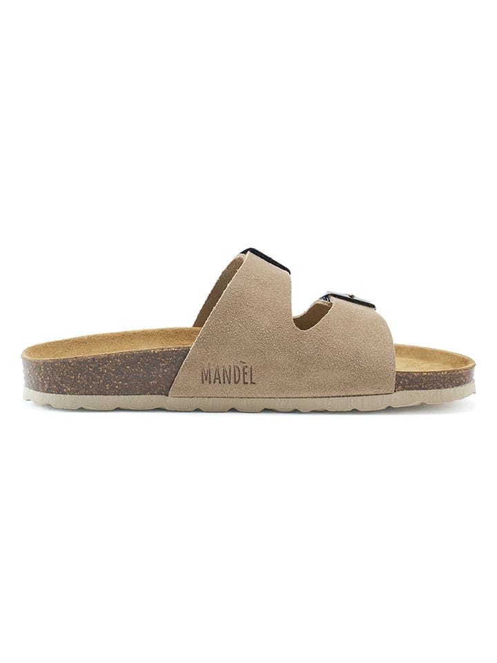 Mandel Leder-Pantoletten in Taupe günstig kaufen