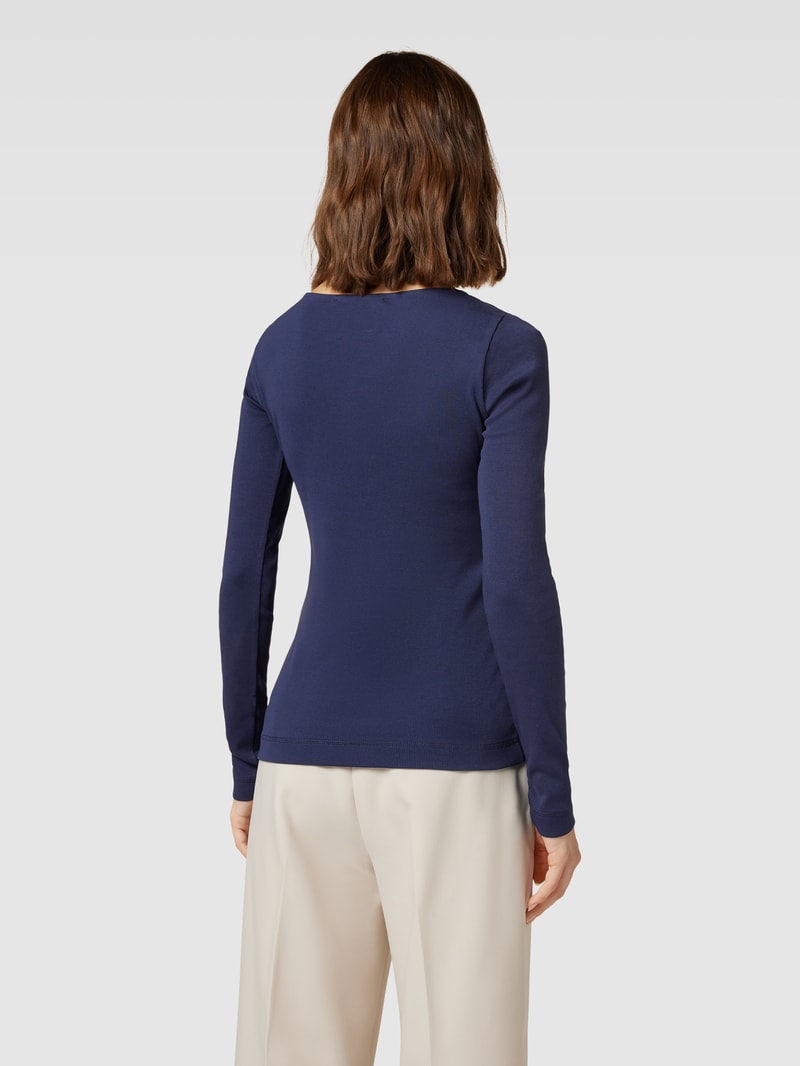 Longsleeve mit tiefem Rundhalsausschnitt in marineblau