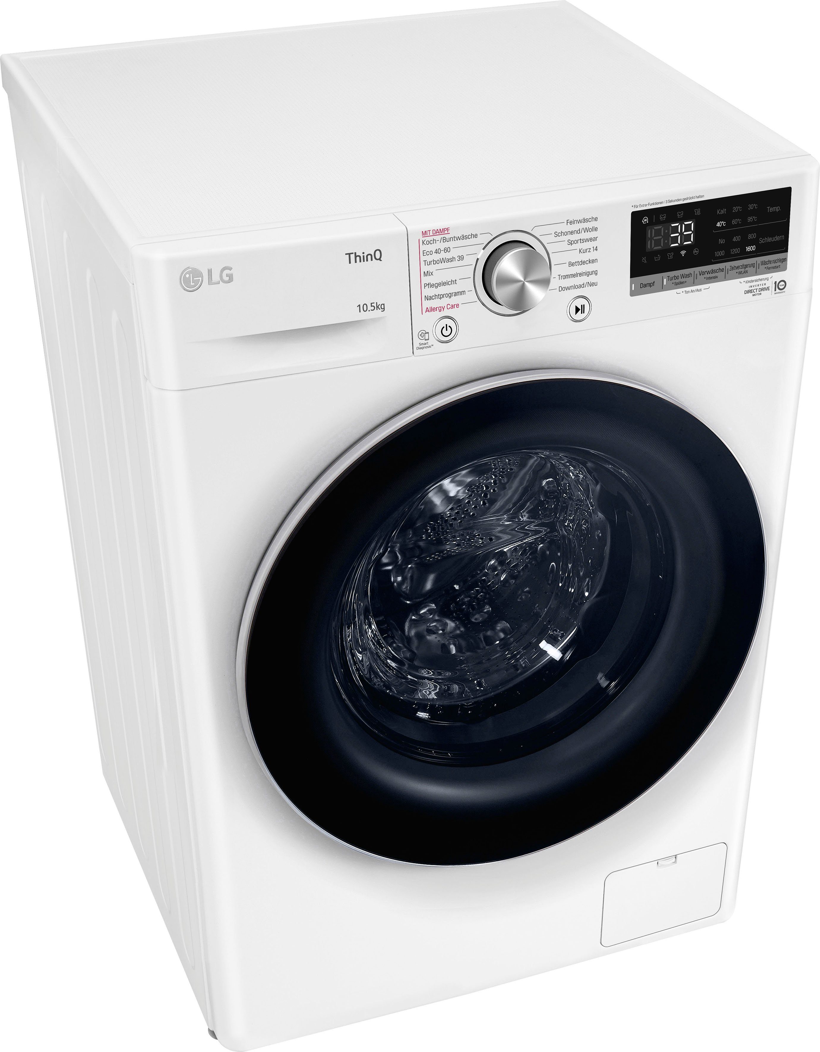 LG Waschmaschine F6WV710P1, 10,5 kg, 1600 U/min, TurboWash® - Waschen in nur 39 Minuten
