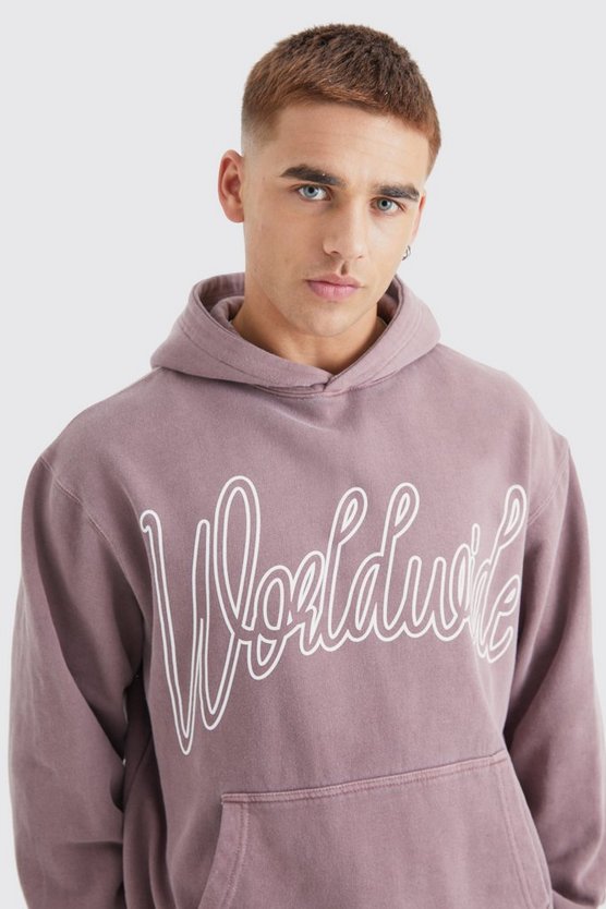 Gefärbter Oversize Worldwide Hoodie
