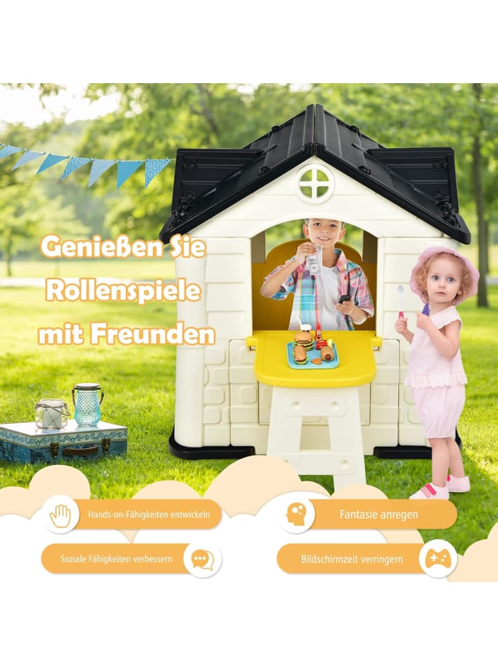 COSTWAY Spielhaus mit Rutsche in Gelb günstig kaufen onesize
