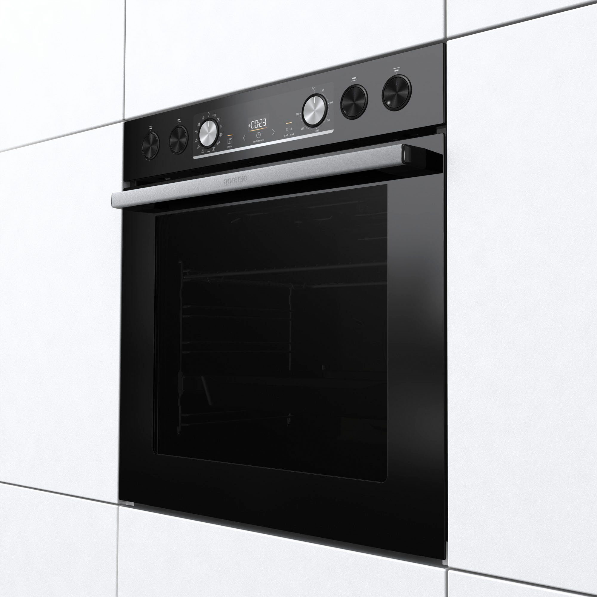 GORENJE Elektro-Herd-Set Black Set 4, mit 1-fach-Teleskopauszug, Aqua Clean