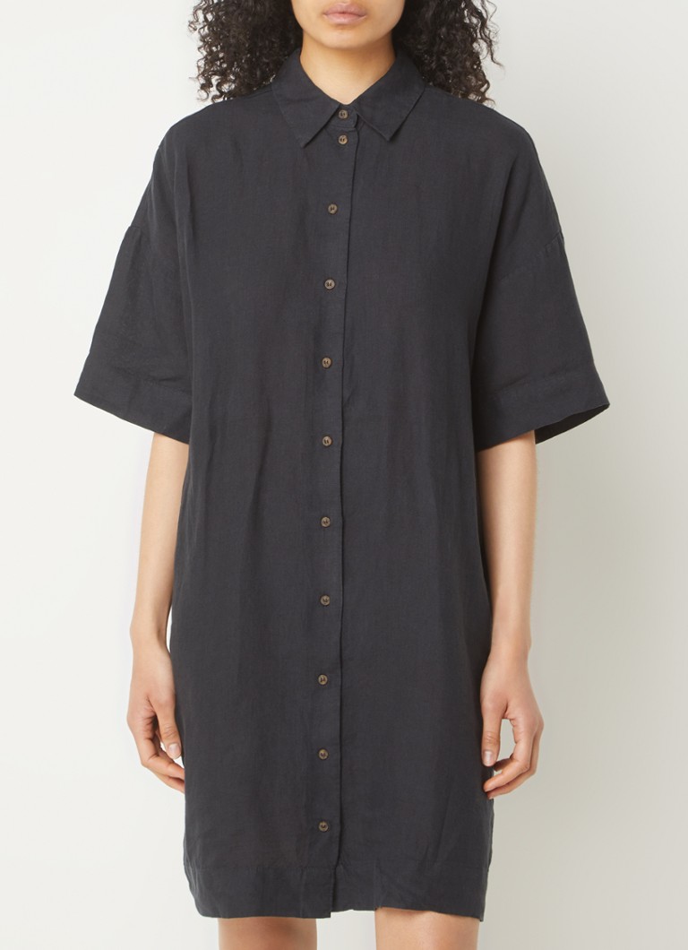 Selected Femme Linnie linen midi blouse dress with tie belt