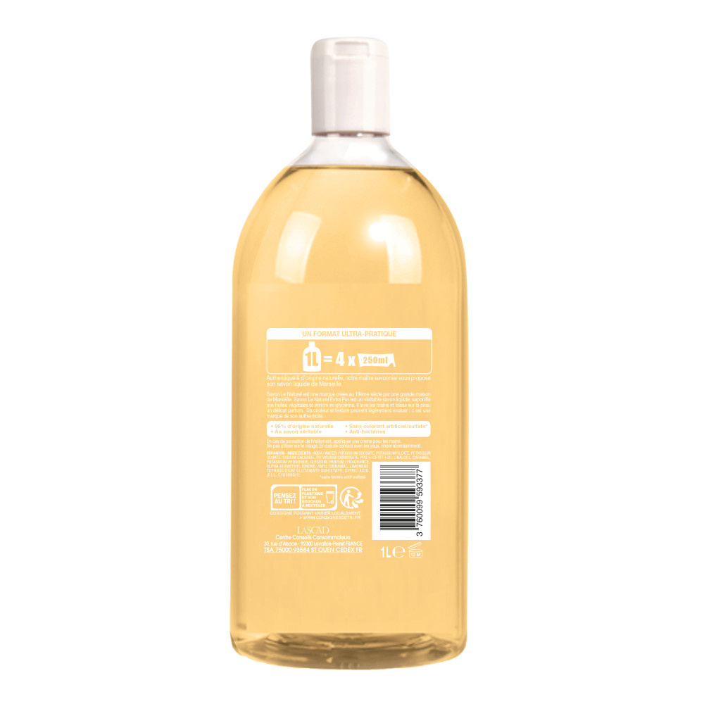 savon le naturel Savon Le Naturel Extra Pur de MarseilleRecharge Universelle 1l Savon Liquide de Marseille Grand FormatRecharge