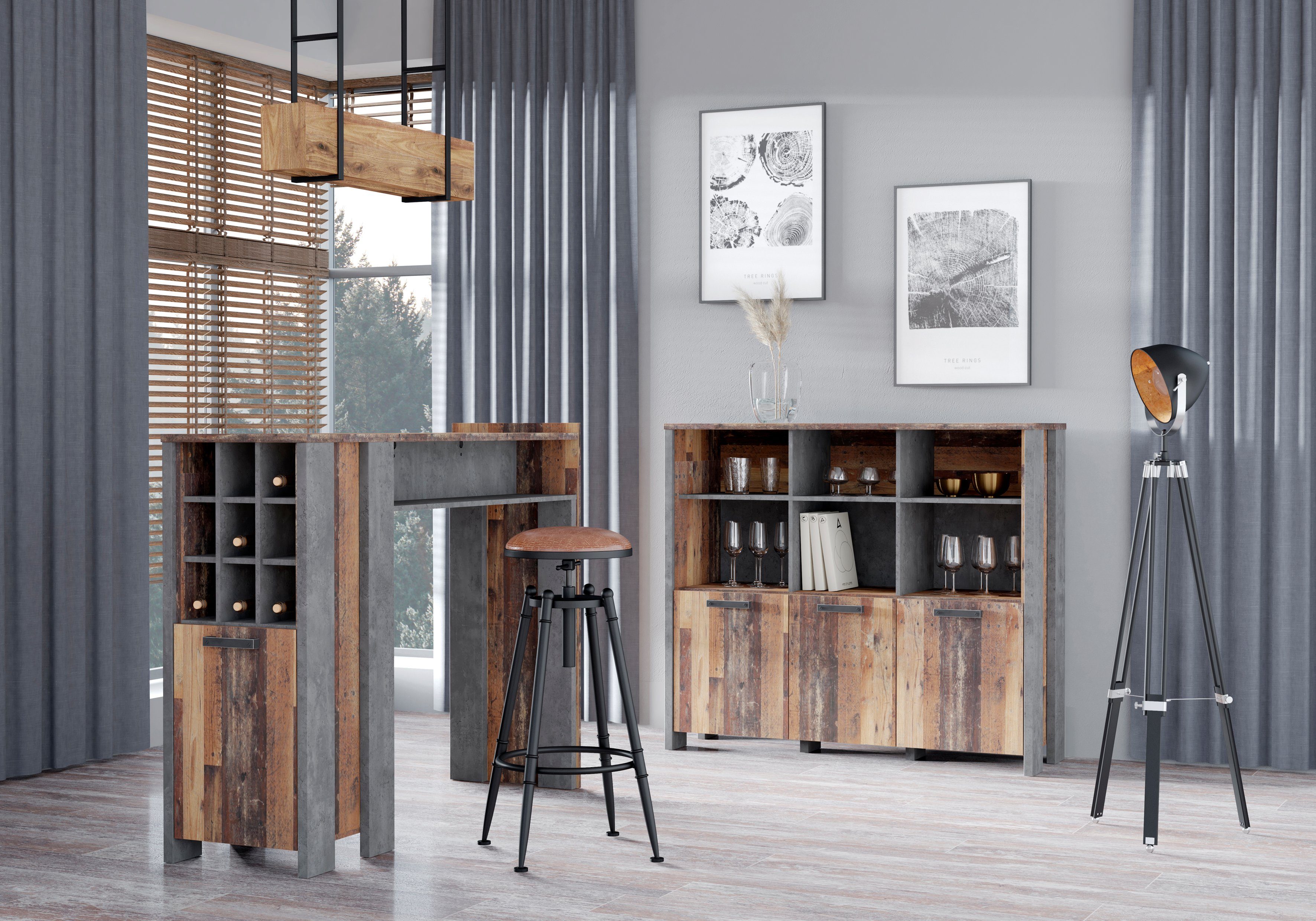 FORTE Barschrank Clif Breite ca. 151 cm