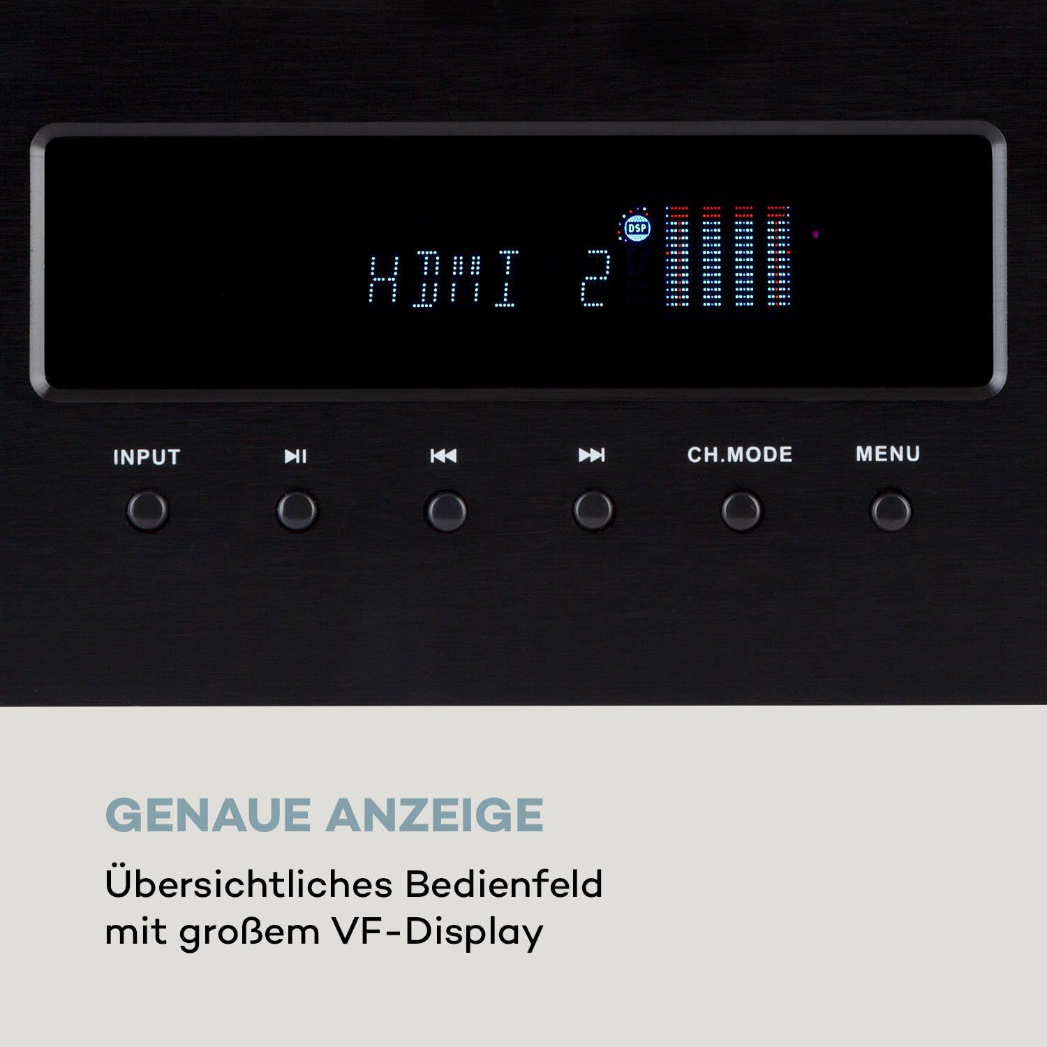 Auna AMP-H260 Audioverstärker (Anzahl Kanäle: 5.1 Surround-Verstärker, 260 W, Digital Audio Bluetooth Verstärker HiFi Stereo Amplifier)