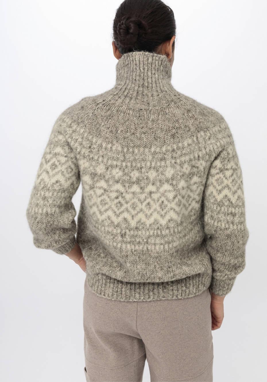 Jacquard-Pullover aus Alpaka mit Baumwolle