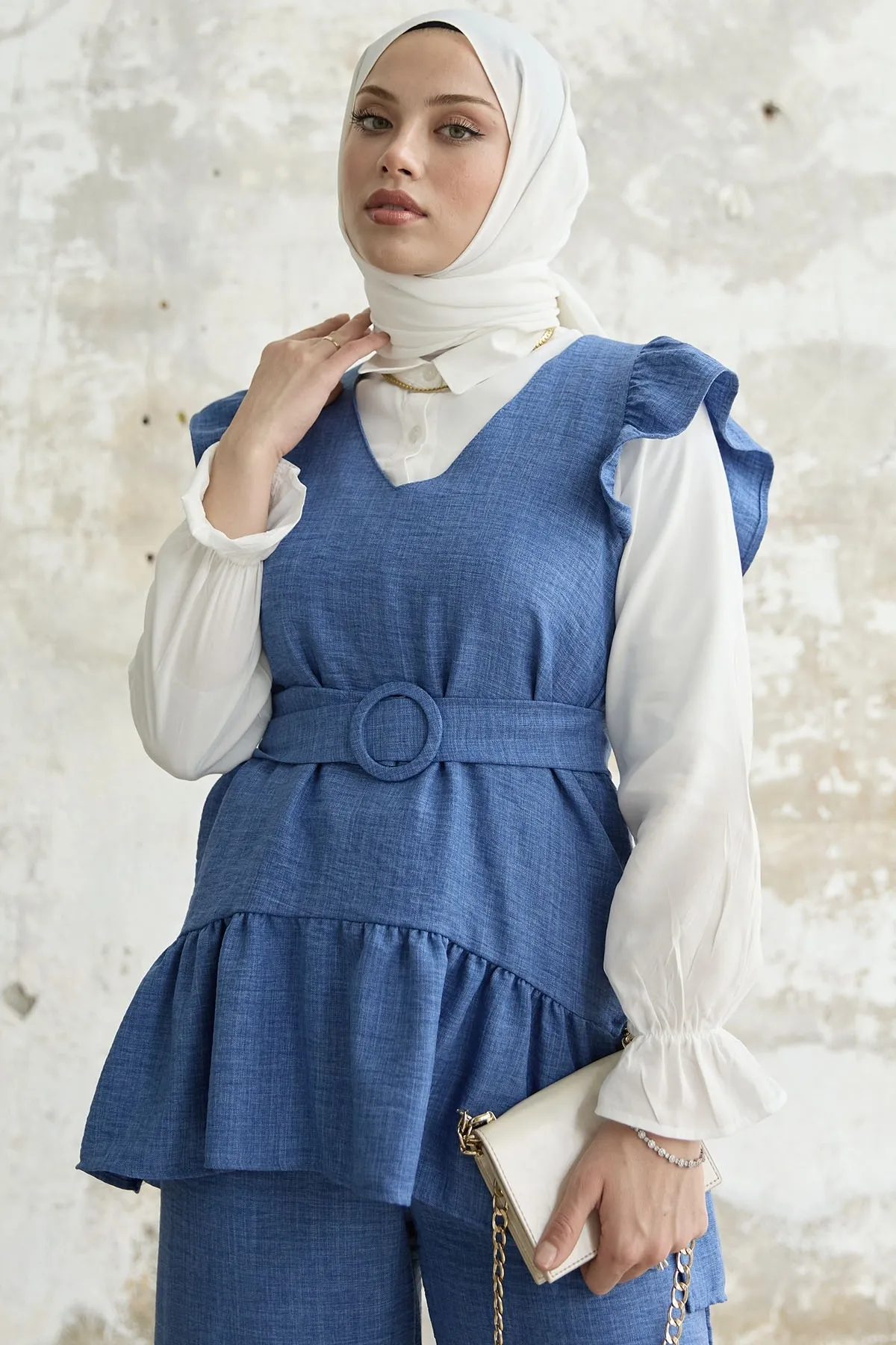 InStyle  Dreiteiliges Set mit Rüschen an der Schulter - Blau