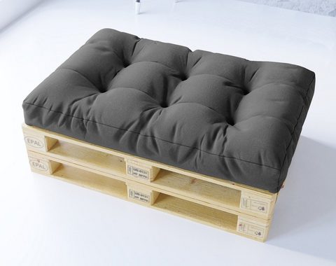 KingMatratzen Palettenkissen Wasserdichtes Sitzkissen 120x80x12cm für Set DUNKELGRAU #13, 1 Stück