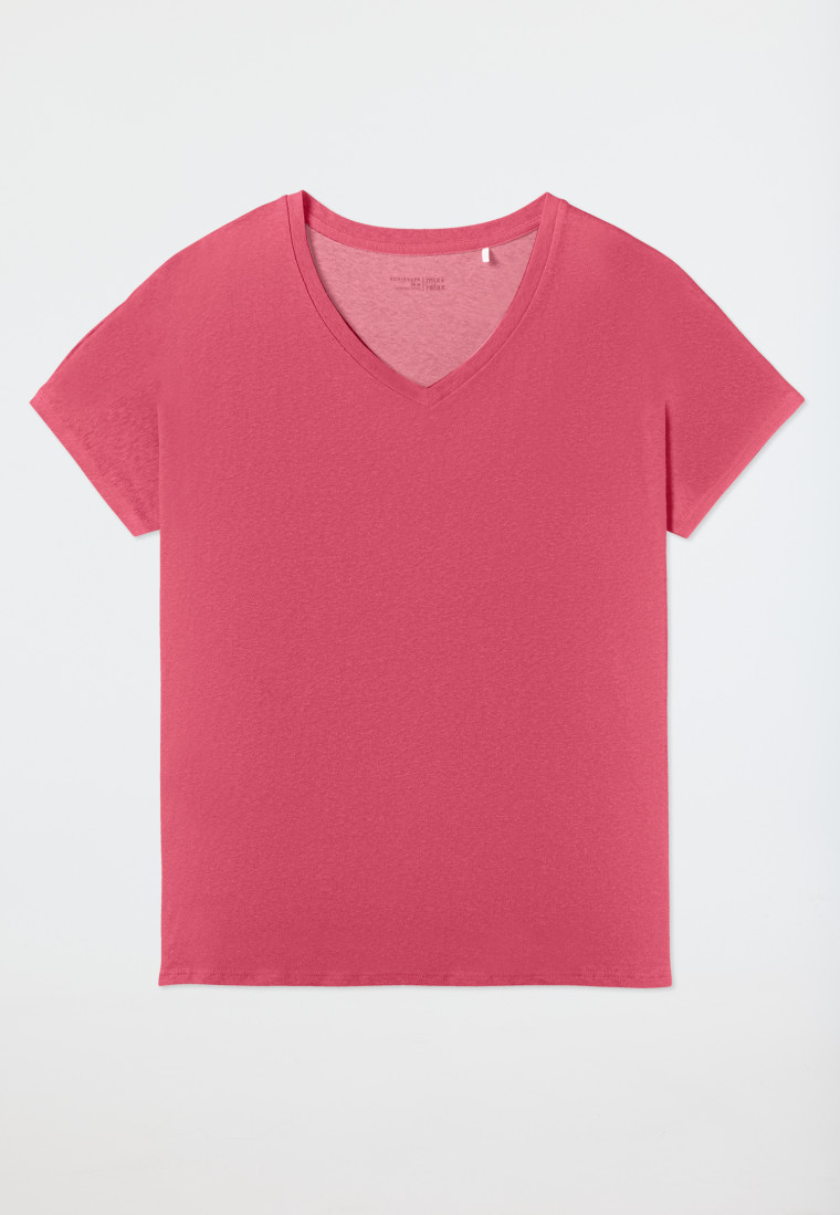 Shirt kurzarm V-Ausschnitt pink - Mix+Relax