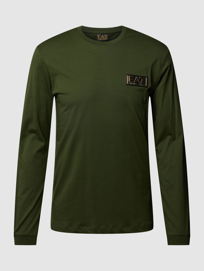 Longsleeve mit Label-Patch in olivgrün
