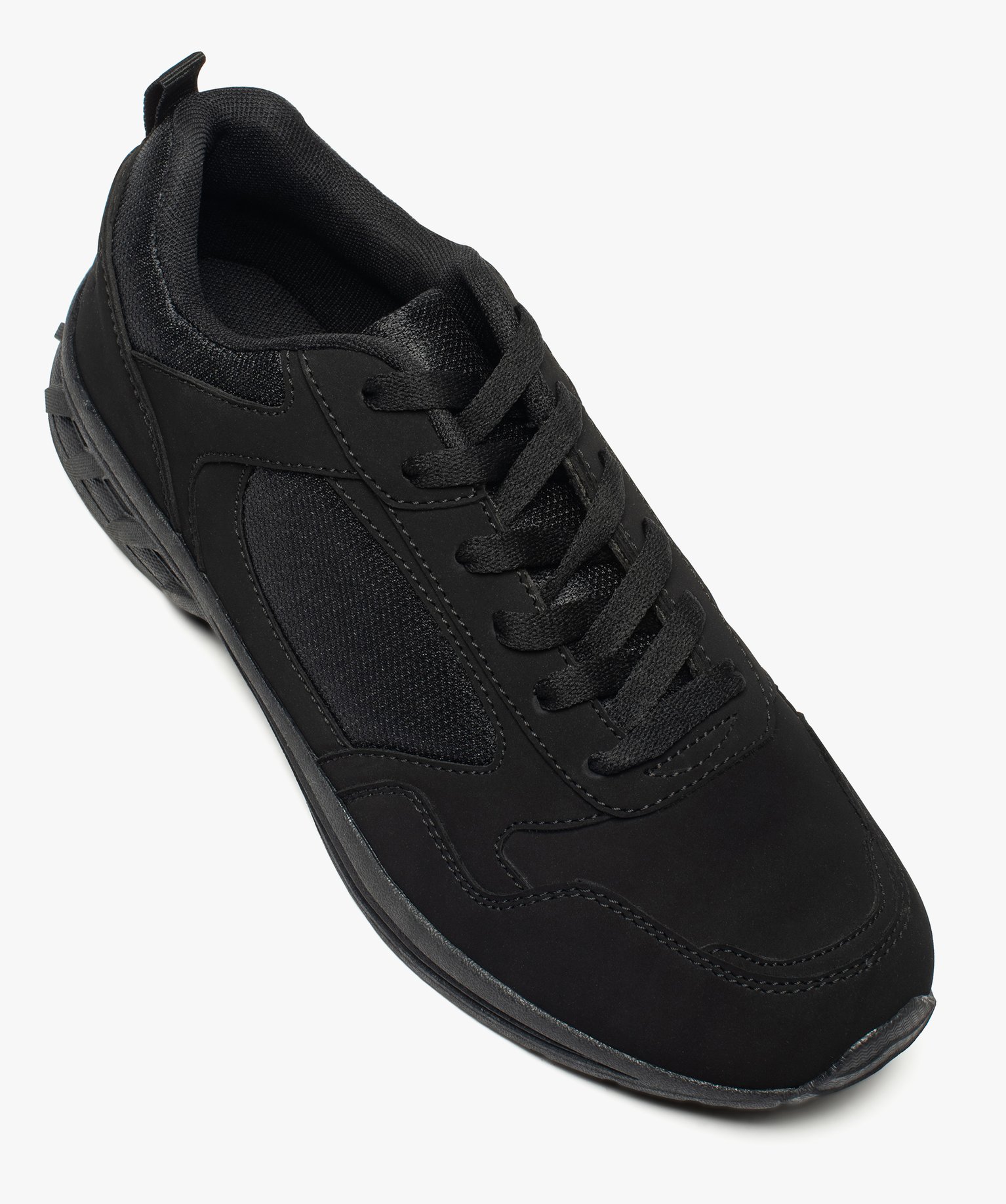 Baskets homme multimatières à lacets noir | GEMO