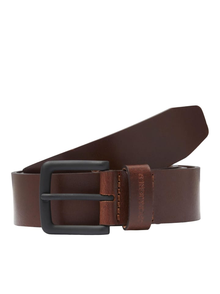 Jack & Jones Legerer Echtleder Gürtel Klassischer Leather Belt JACROMA in Braun günstig kaufen