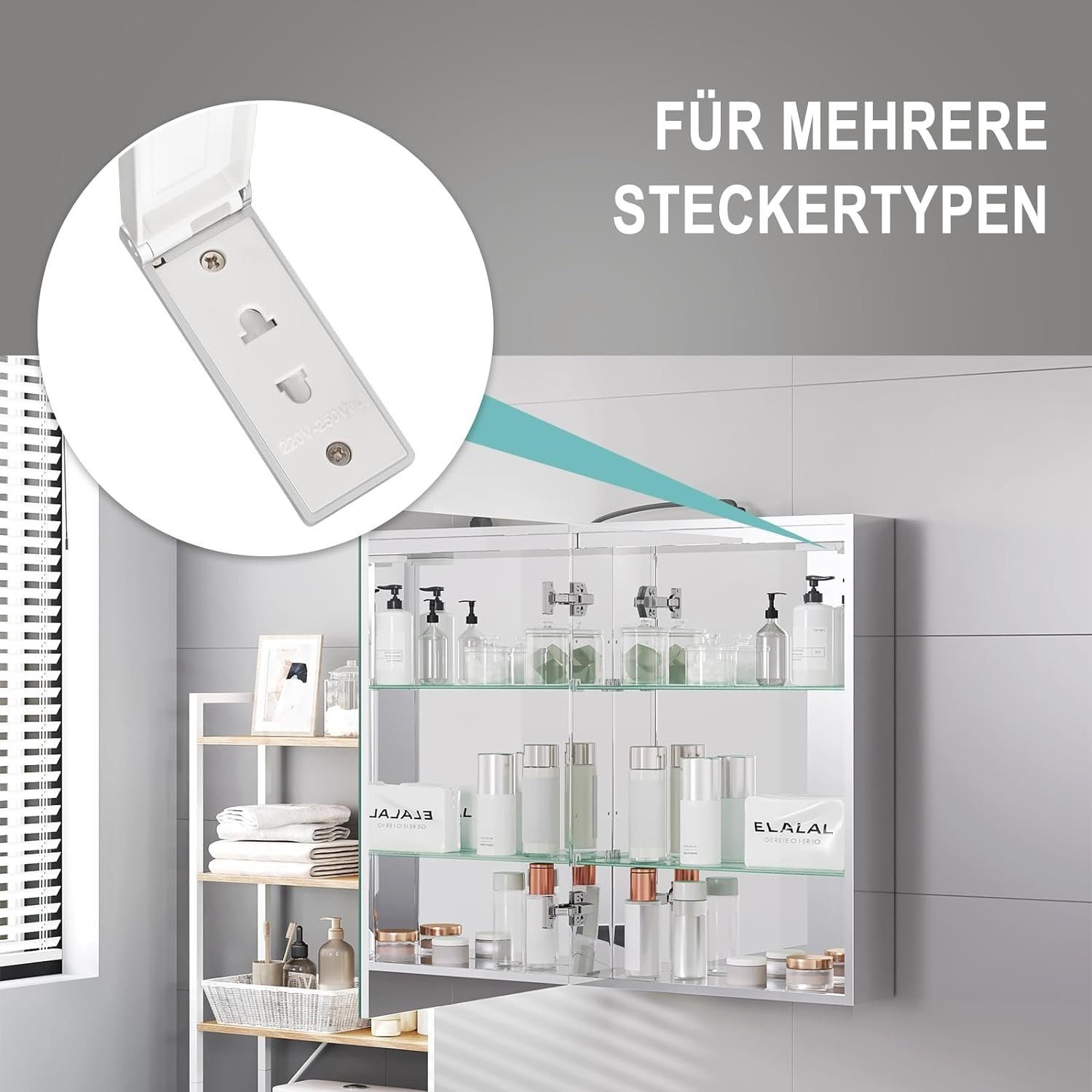 EUGAD Spiegelschrank (1-St) mit Beleuchtung, verstellbare Lichtfarbe
