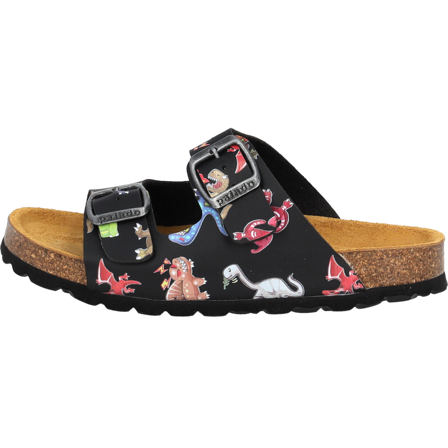 Palado Kids Korfu B Print, Pantoletten, Kinder, Schwarz Dinos
