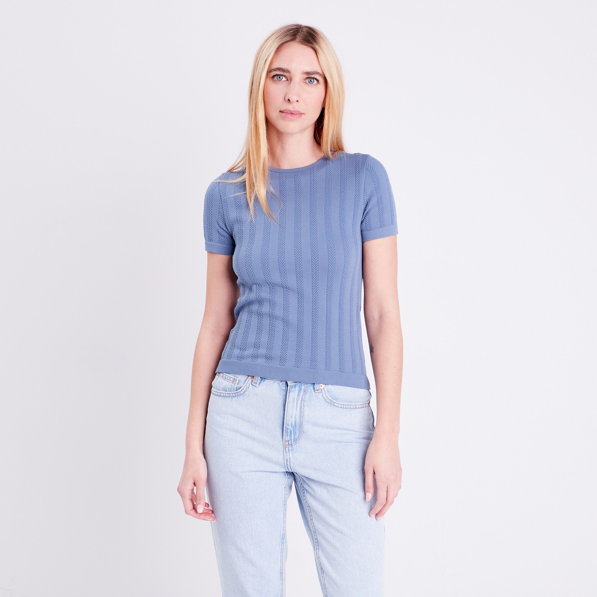 T-shirt manches courtes bleu femme | Cache Cache