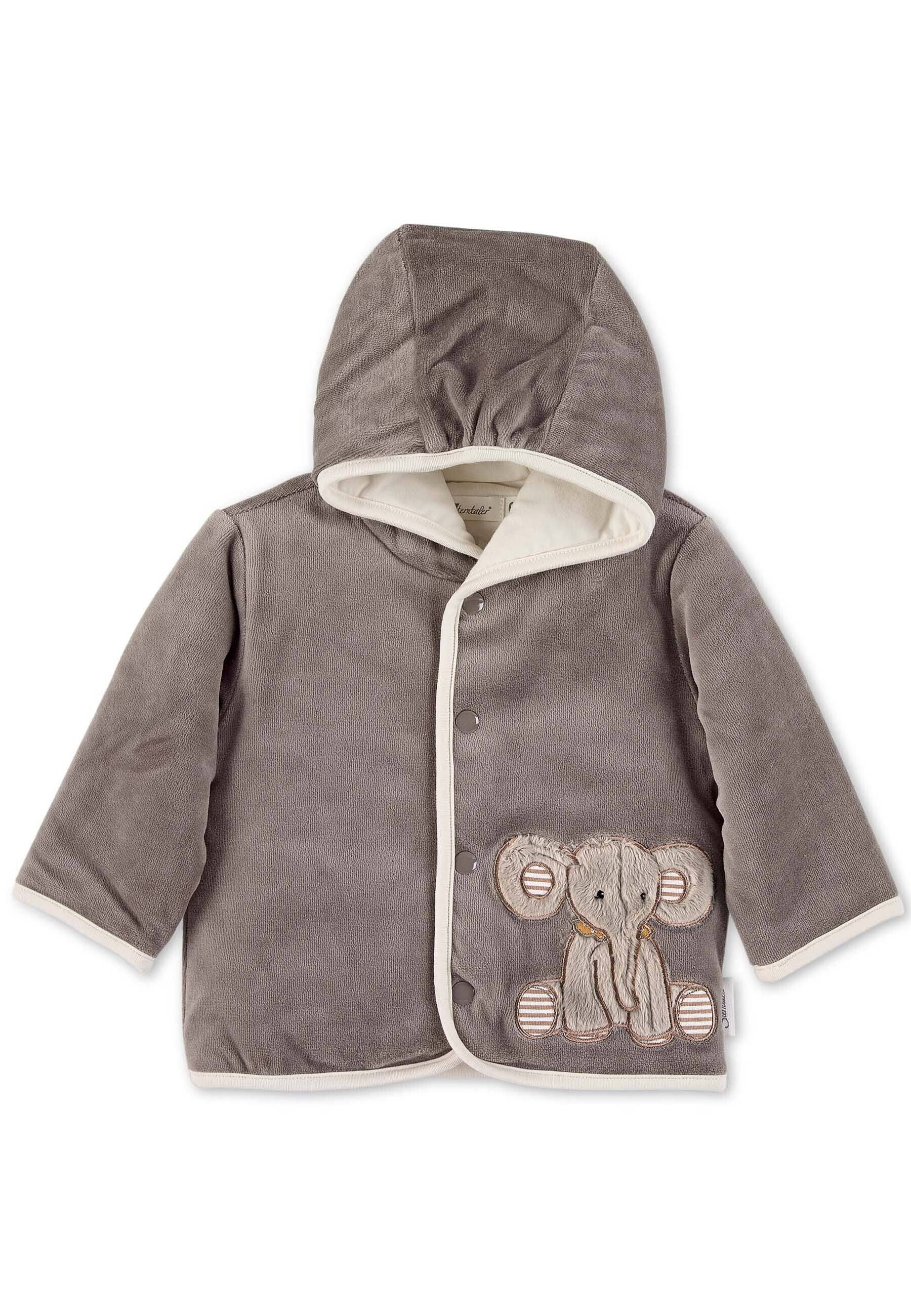 Kapuzen-Jacke aus Nicki, Motiv Elefant Eddy, Grau