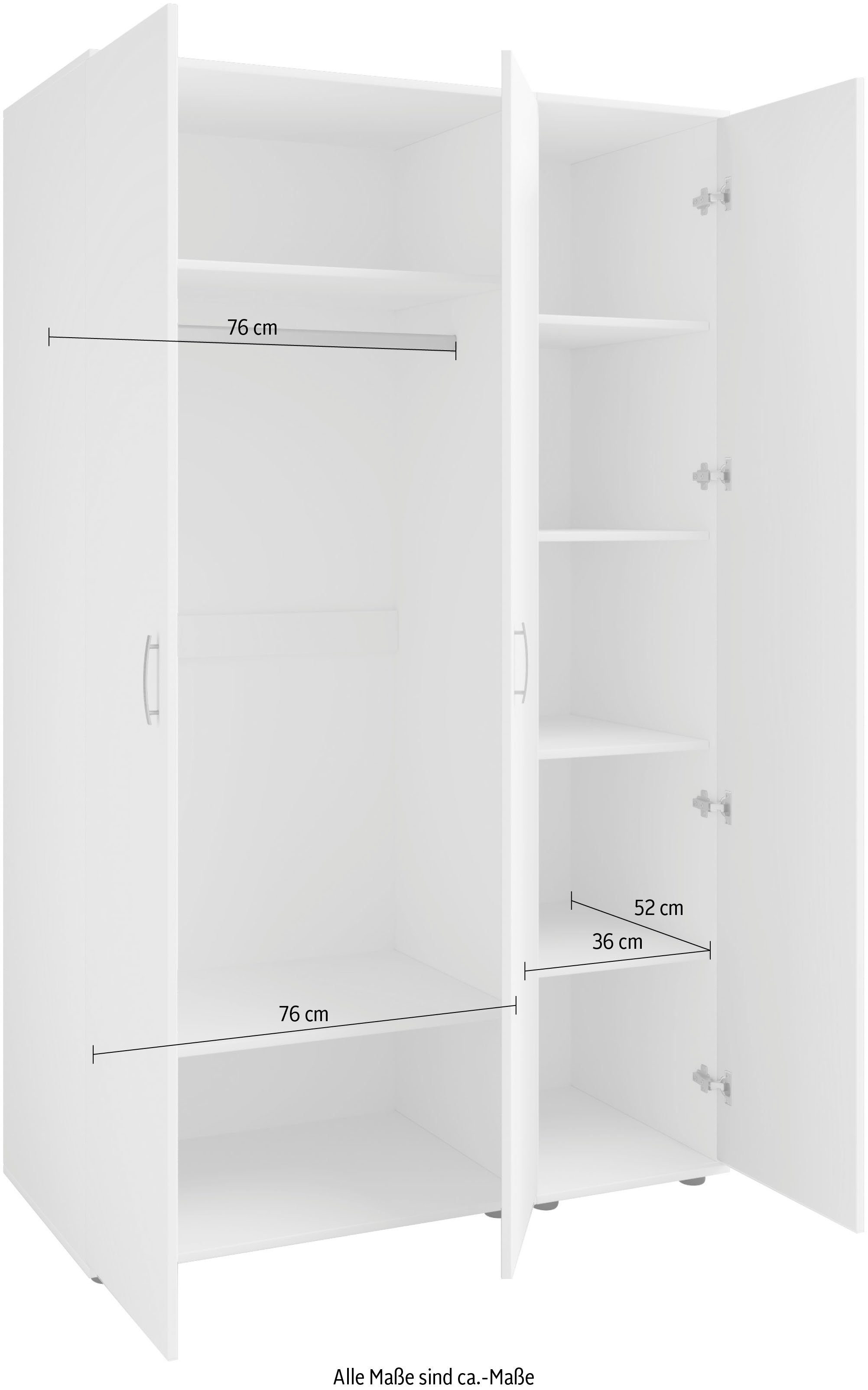 Lüttenhütt Kleiderschrank Kleiderschrank mit 3 Drehtüren, innen 2 Wäschefächer, 3 Ausführungen
