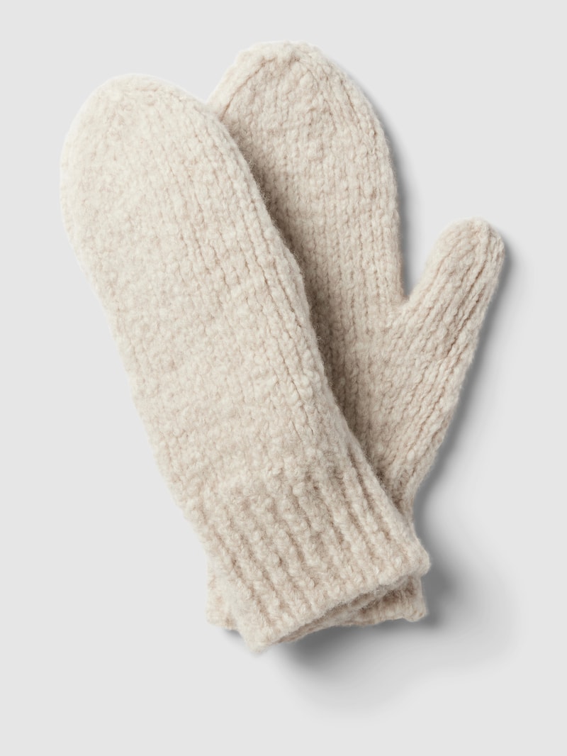 Handschuhe aus Woll-Mix mit elastischem Bund in offwhite