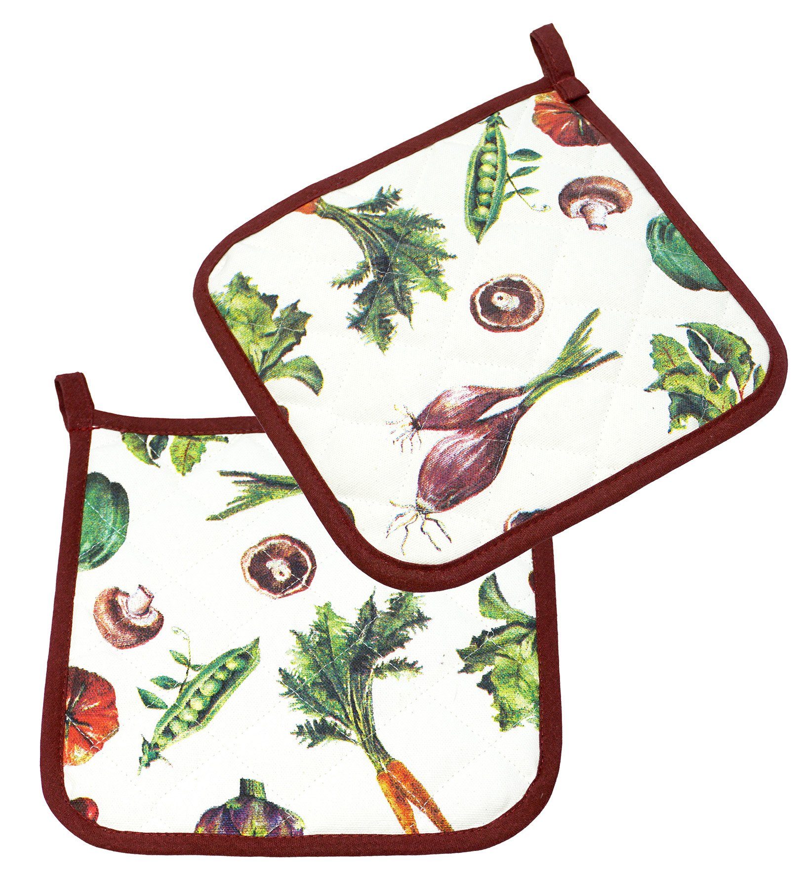 Lashuma Topflappen Gemüse, (Set, 2-tlg), Topfhalter 20x20 cm, Topfuntersetzer Baumwolle