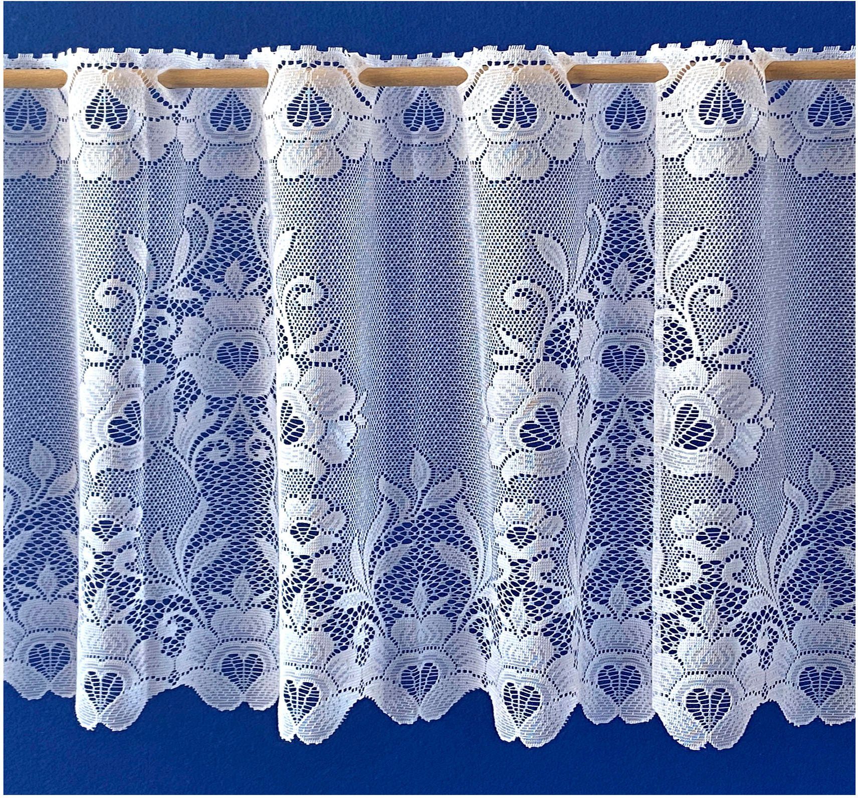 Scheibengardine Marburg, Weckbrodt, Durchzuglöcher (1 St), halbtransparent, Jacquard, Bistro, Gardine, Jacquard, floral, geblümt, Stangendurchzug