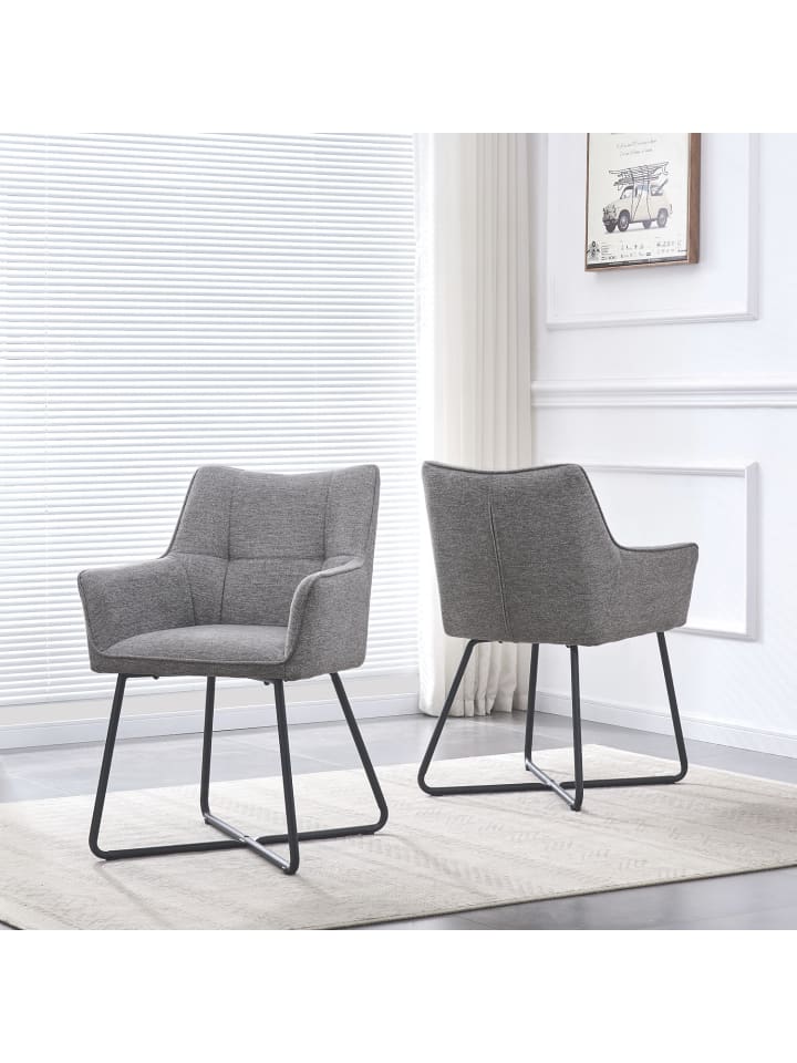 B&D Home 2er-Set: Esszimmerstuhl BREIGHT in Grau - (B)56 x (H)83 x (T)59 cm günstig kaufen onesize
