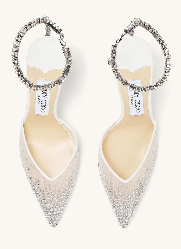 Sandale Jimmy Choo Saeda 100 s detaljima od janjeće kože i kristalima