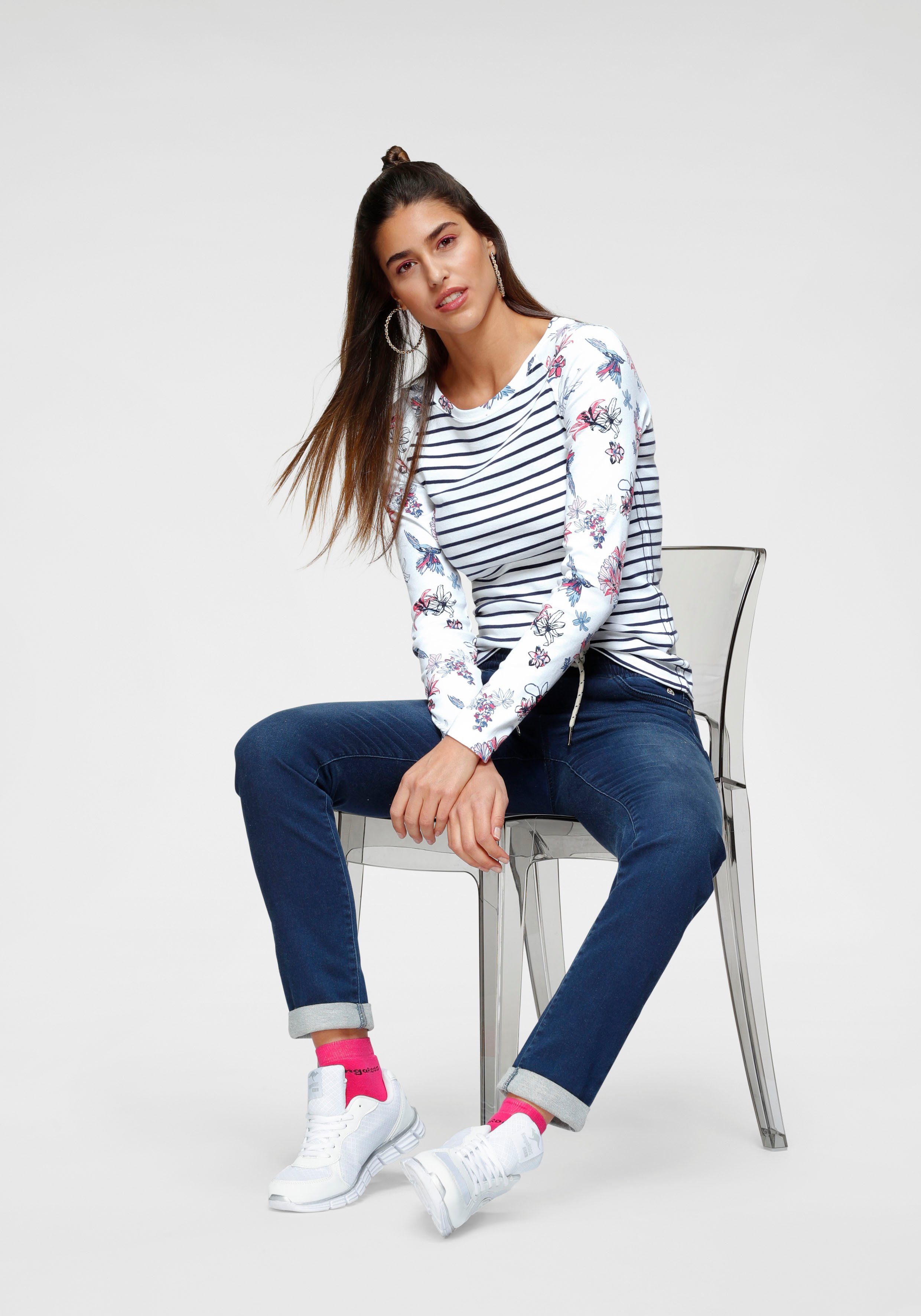 KangaROOS Langarmshirt im angesagtem Mustermix