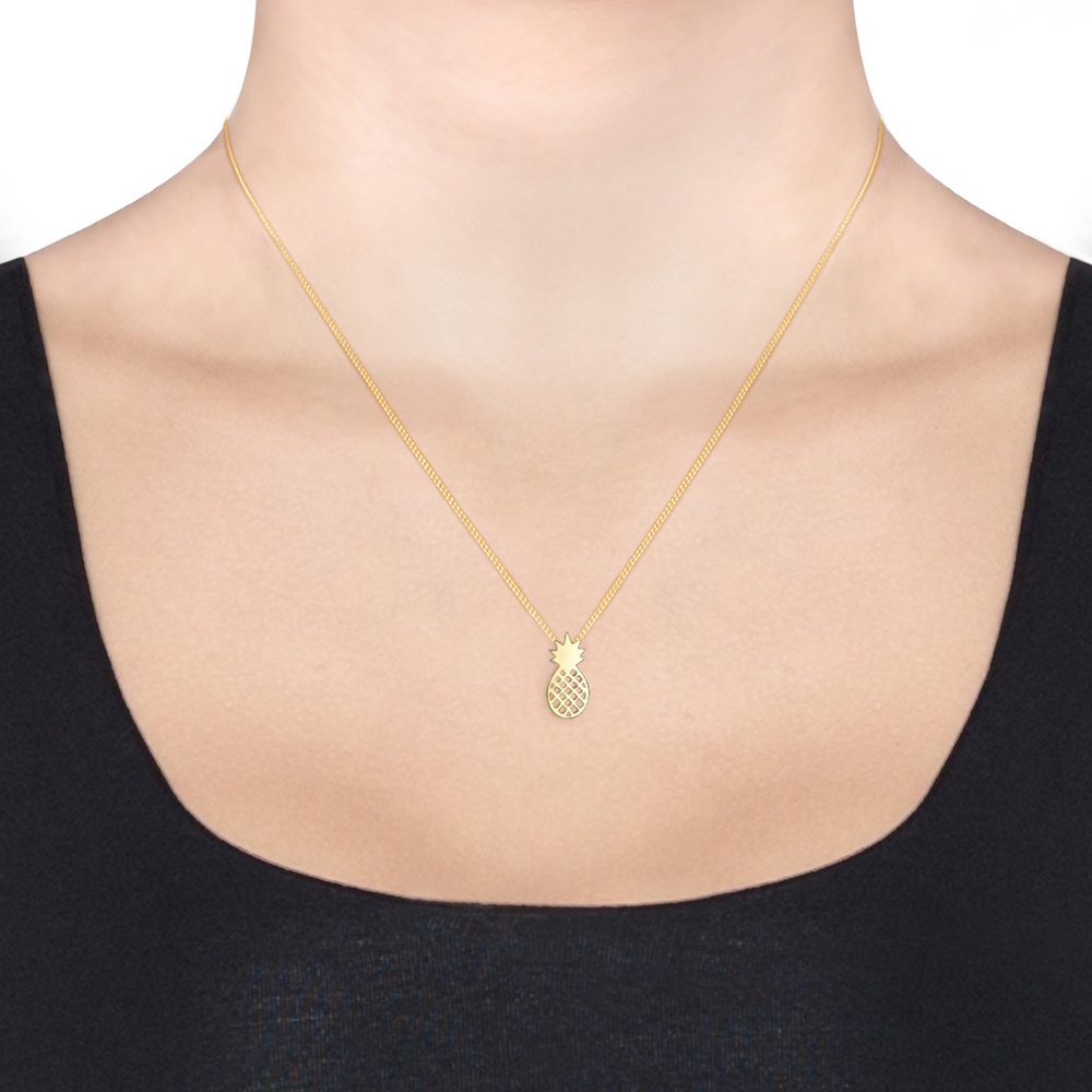 Elli Elli Collier Femme Ananas Été Fruit - (925/1000) Argent Bijoux