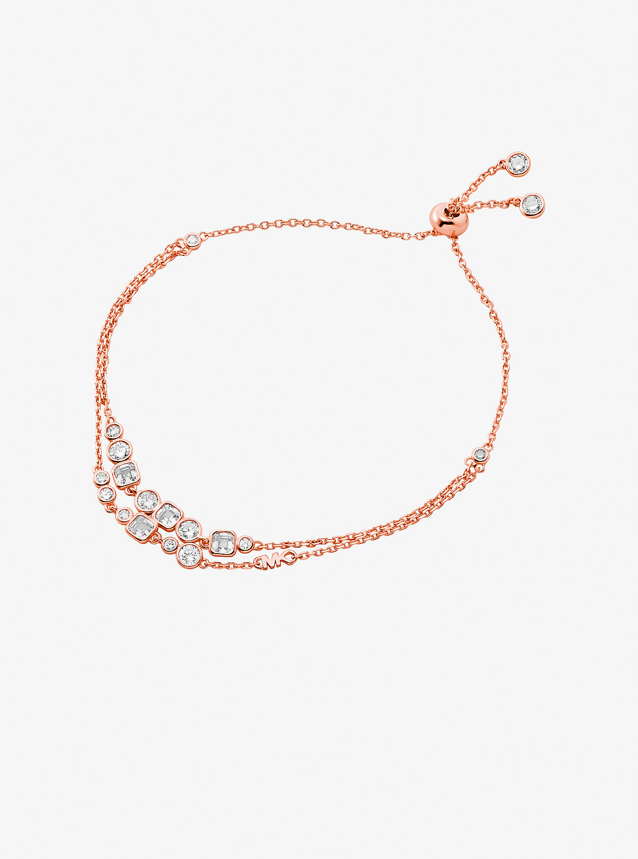 Precious Metal-Plated Sterling Silver Bezel Slider Bracelet - ROSE GOLD