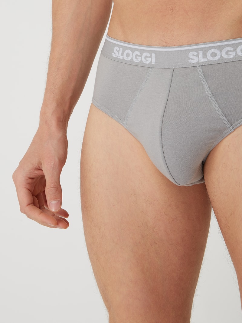 Slip mit Stretch-Anteil im 6er-Pack in mittelgrau meliert