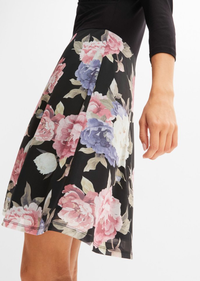 Kleid mit bedrucktem Mesh-Rock