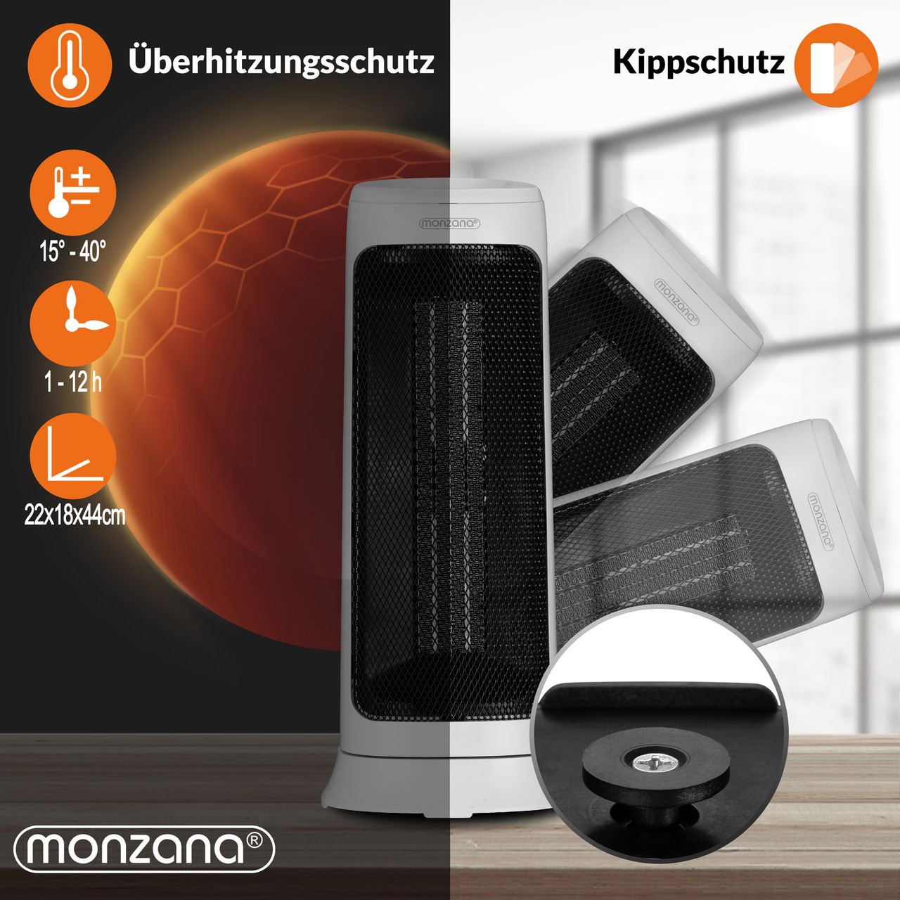 Casaria monzana® Keramikheizlüfter MZKH2200 weiß