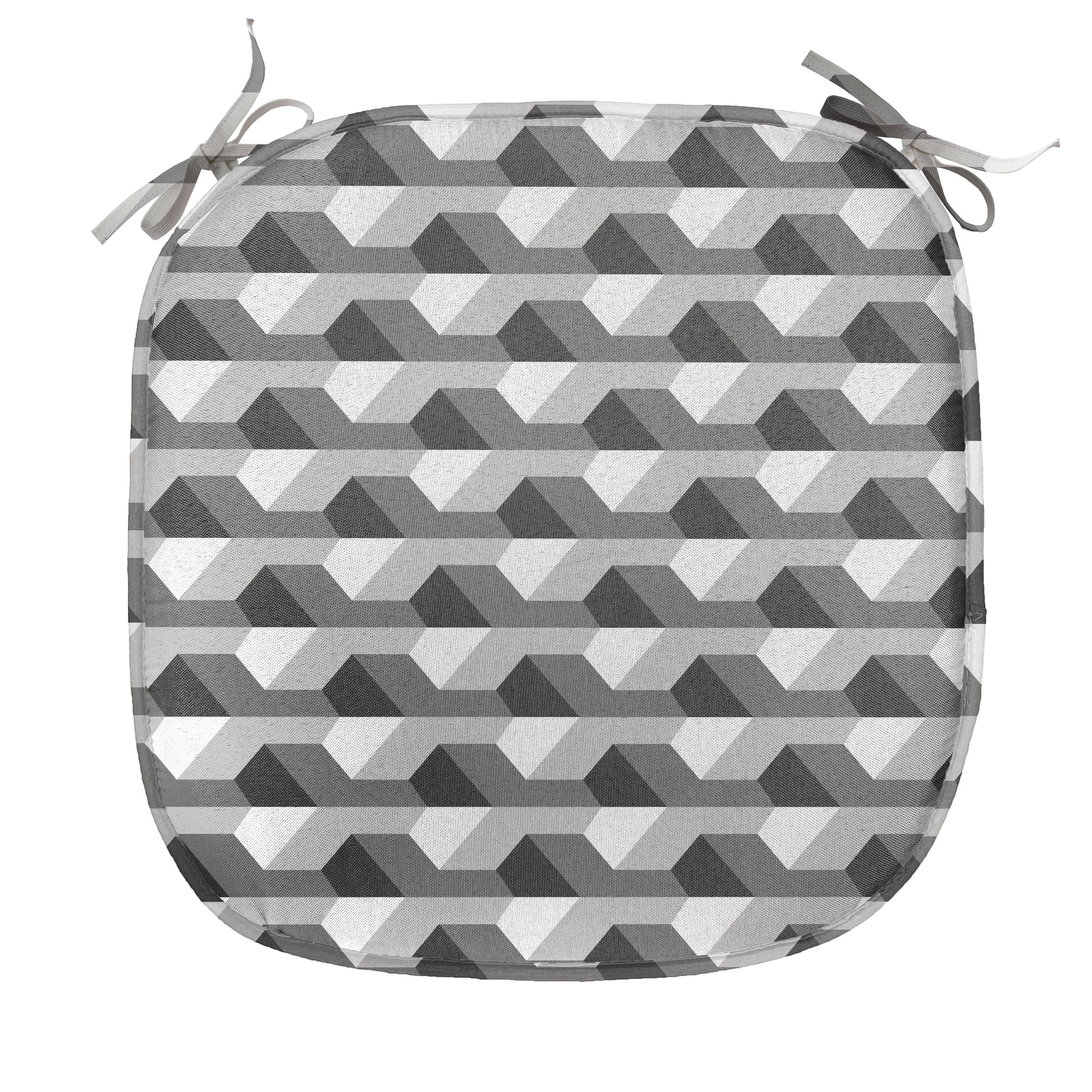 Abakuhaus Stuhlkissen Dekoratives wasserfestes Kissen mit Riemen für Küchensitze, Geometrisch Minimalist Link-Form