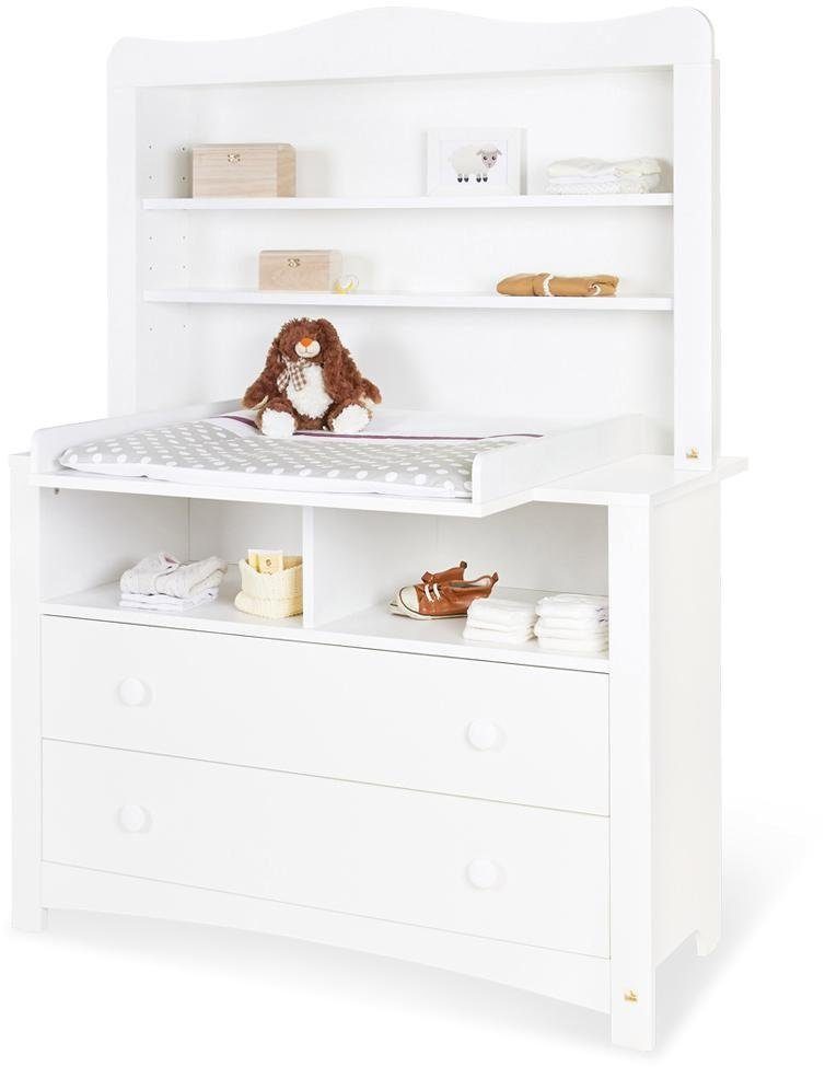 Pinolino® Babymöbel-Set Florentina, (Spar-Set, 2-St., Kinderbett, Wickelkommode, Regalaufsatz), extrabreit mit Regalaufsatz; mit Kinderbett und Wickelkommode