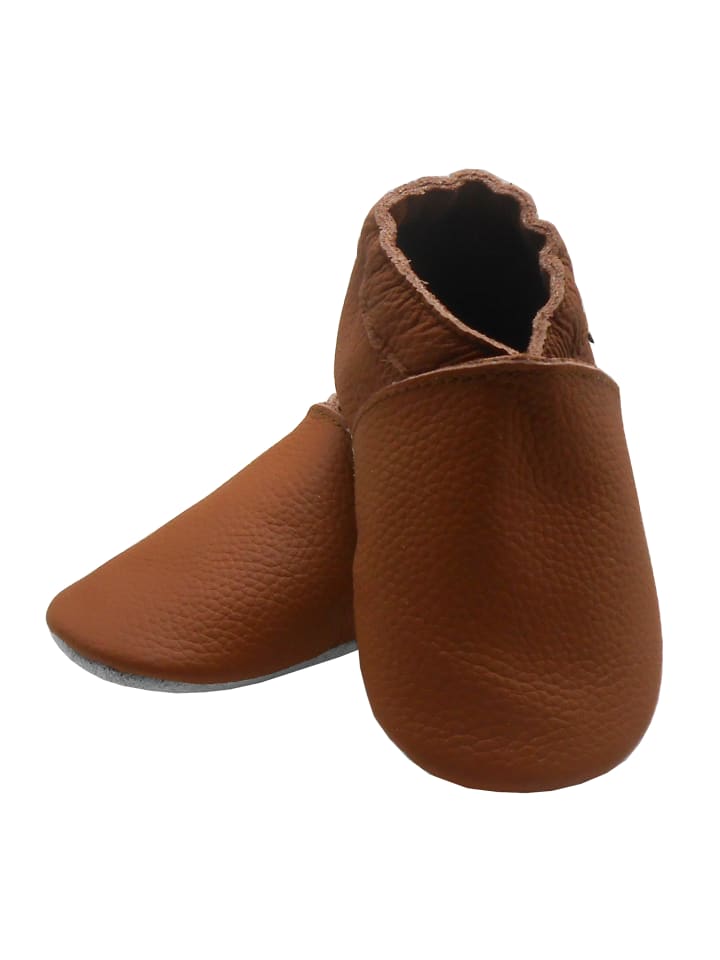Yalion Leder-Krabbelschuhe in Braun günstig kaufen