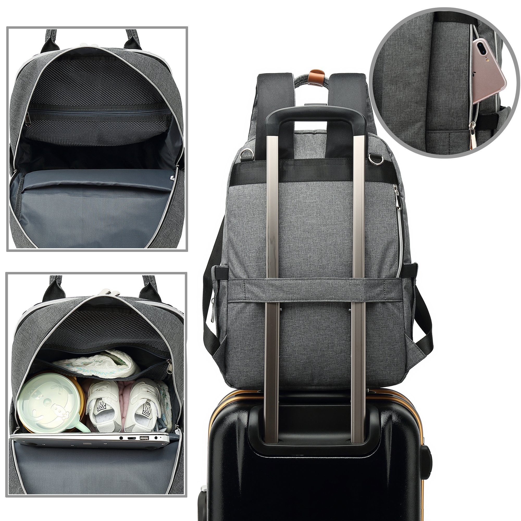 TAN.TOMI Wickeltasche Windelbeutel Rucksack,Wickelrucksack groß,Baby Wickeltasche (Baby Wickelrucksack, Großer Stauraum, kann die Tasche am Kinderwagen angehängt werden, 3D atmungsaktive gepolsterte Rückseite und Schultergurte sorgen dafür, Baby Wick