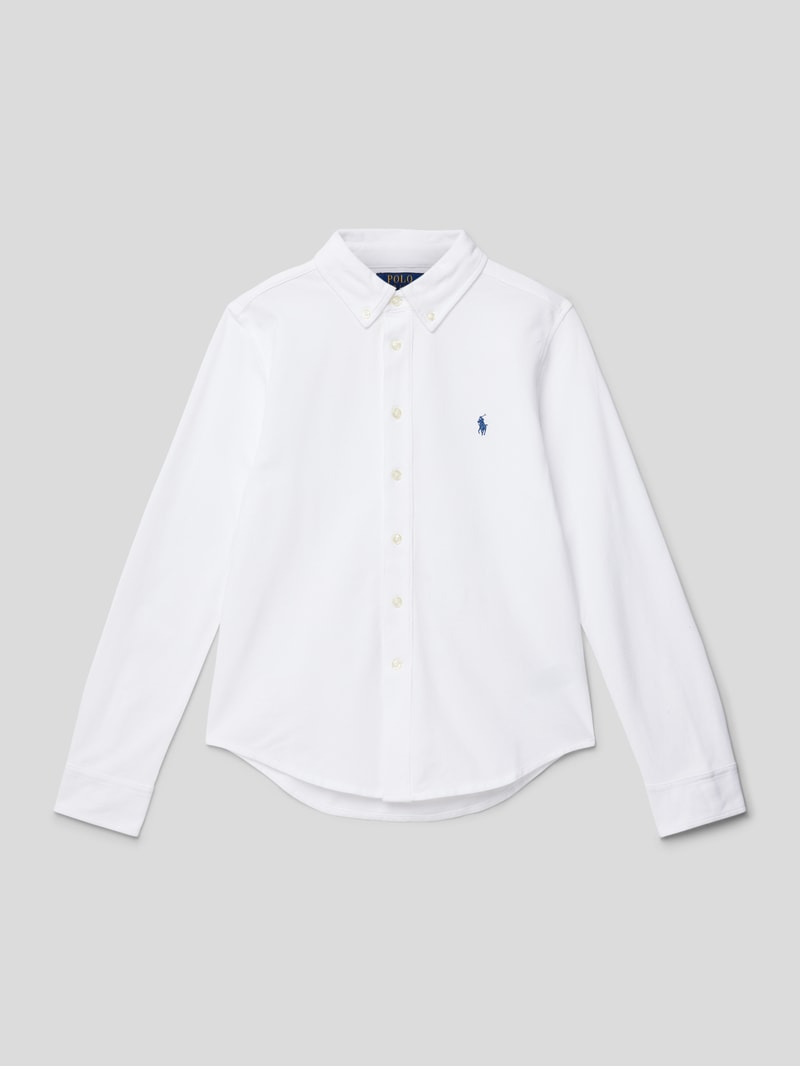 Freizeithemd mit Label-Stitching in weiß