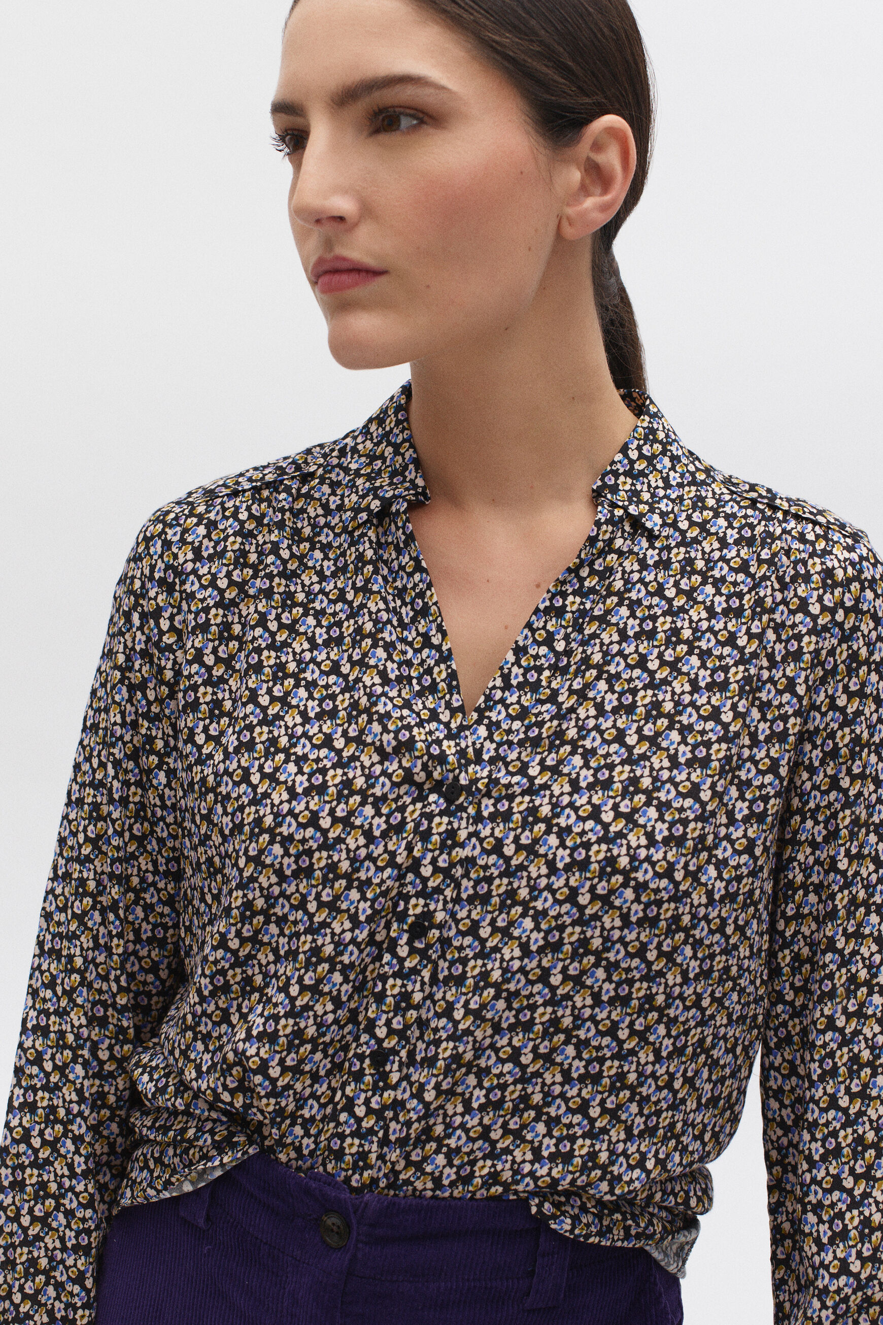 chemisier remy fleurs noir femme