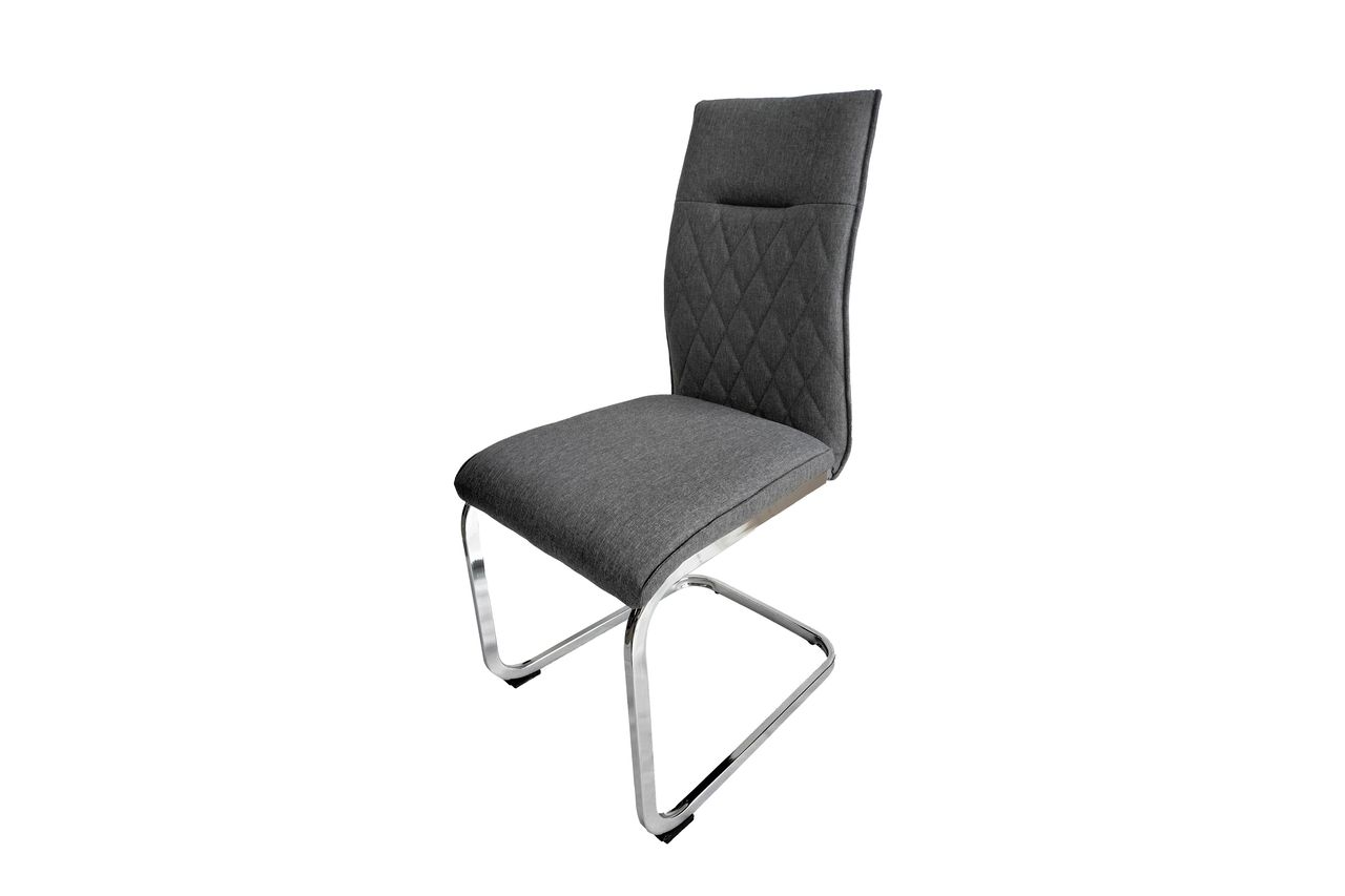 byLiving BELLA Schwinger, 2er-Set, Metall verchromt, Webstoffbezug grau