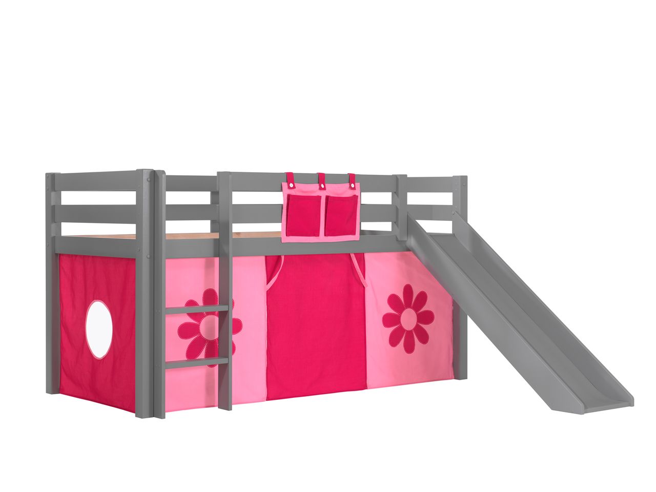 VIPACK Spielbett Pino mit Rutsche und Textilset 