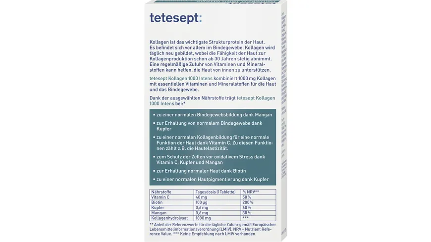 tetesept Kollagen 1000 Intens 30 Stück