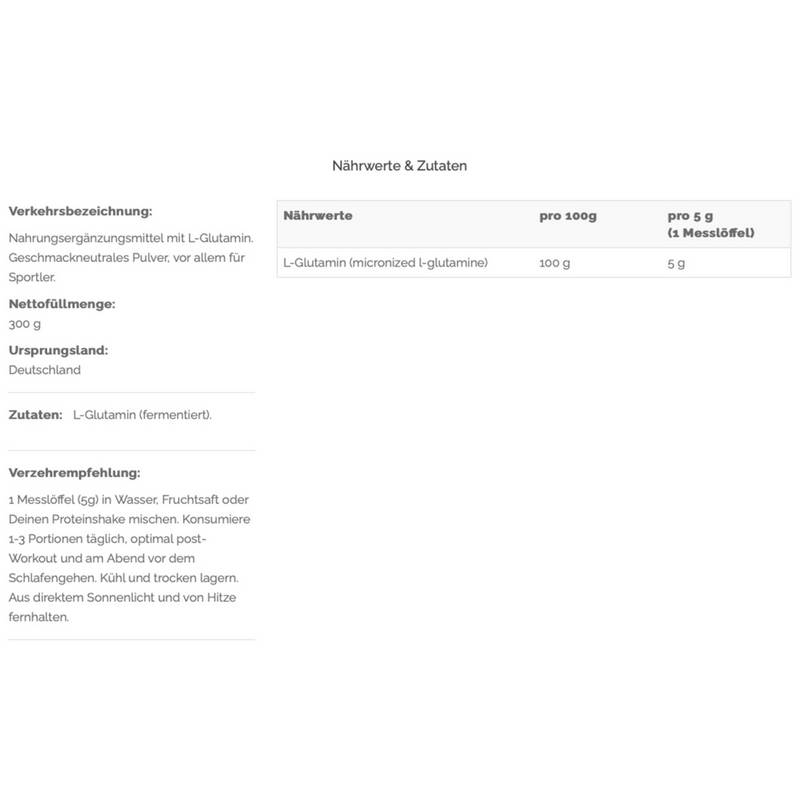VAST Glutamine Nahrung