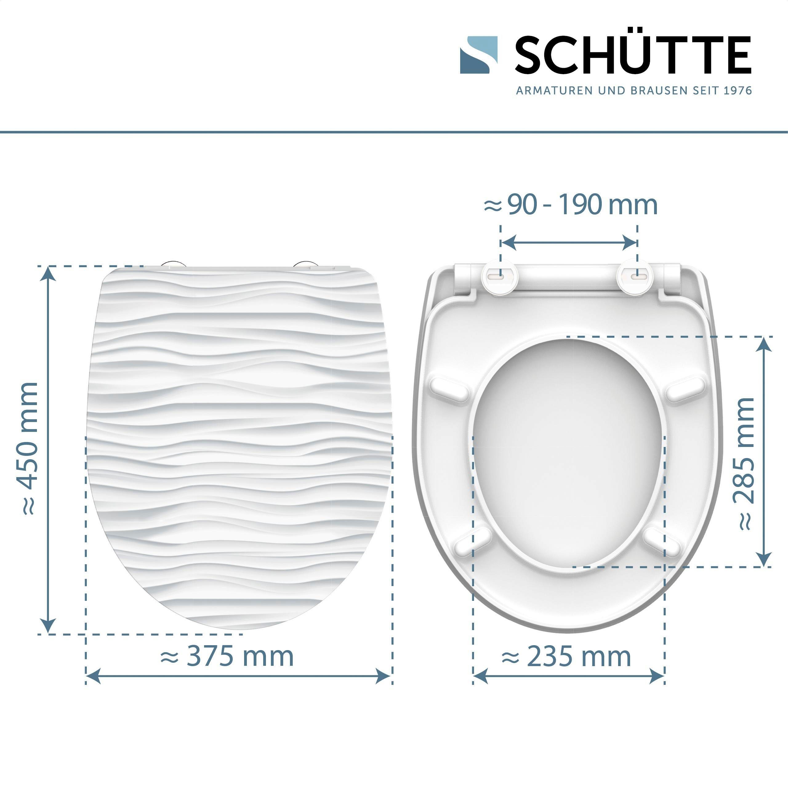 Schütte WC-Sitz White Wave, Duroplast, mit Absenkautomatik und Schnellverschluss, High Gloss