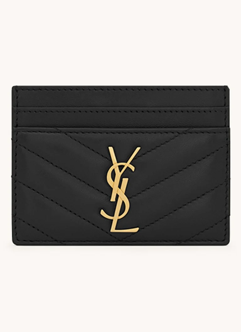 Suport pentru carduri din piele de miel matlasată Saint Laurent Cassandre